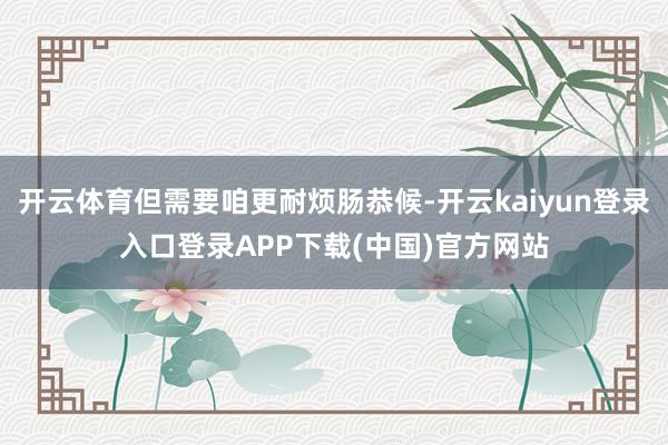 开云体育但需要咱更耐烦肠恭候-开云kaiyun登录入口登录APP下载(中国)官方网站